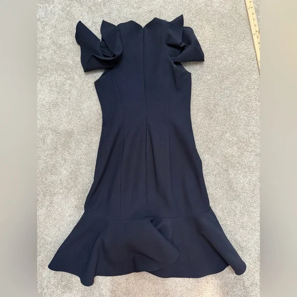 Cinq a Sept Elegant Navy Dress with Ruffle Detailing | size 4 | EUC - Picture 12 of 12